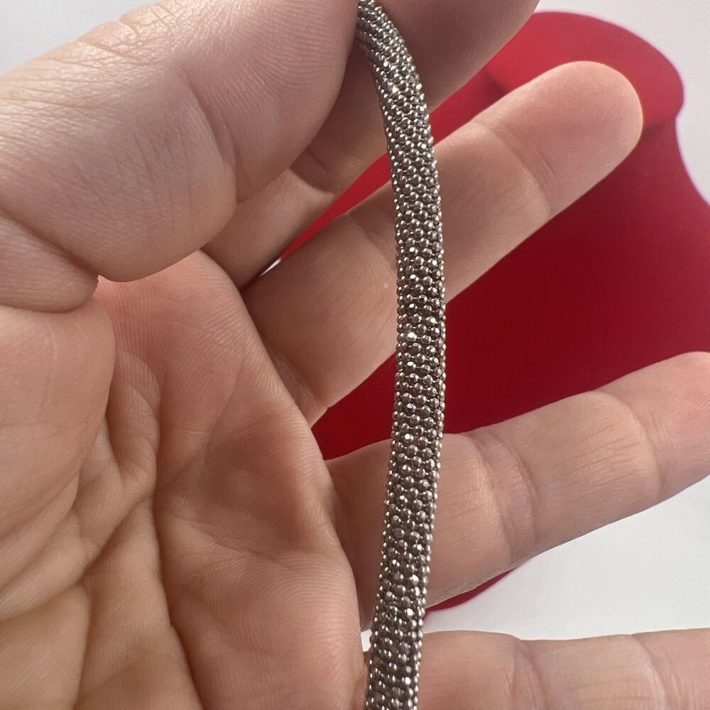 925 SILVER DIAMOND CUT BRACELET MAGNETIC 7.5" FLEXIBLE Star888AR Maker Mark - Picture 7 of 13